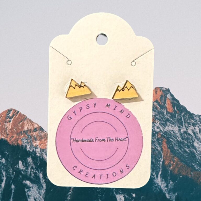 Mountain Stud Wood Earrings 2