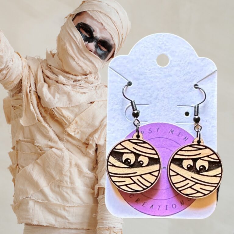 Mummy Wood Dangle Earrings Med Maple Plywood 1in