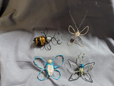 New Handmade Wire And Stone Bugs