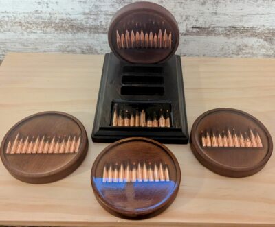 Handmade Wood Bullet Lineup Coaster Set - 4