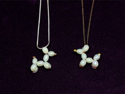 Poodle Pendant Necklace, Pearl Balloon Dog Jewelry, Gold or Silver Chain