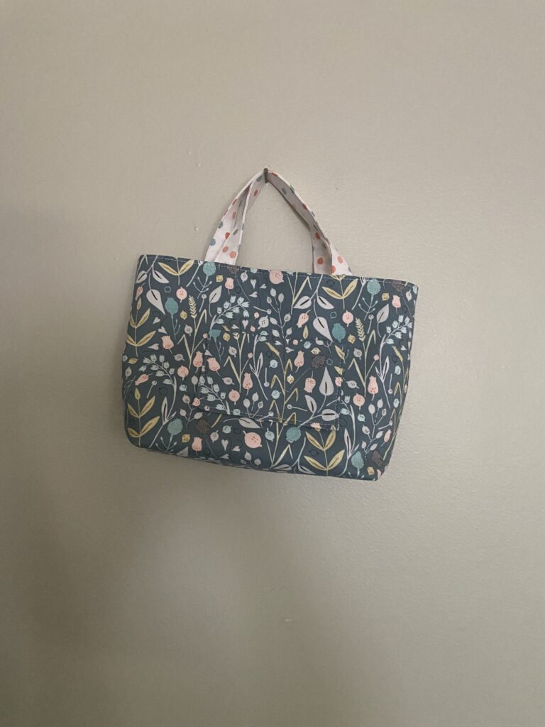 green floral small tote
