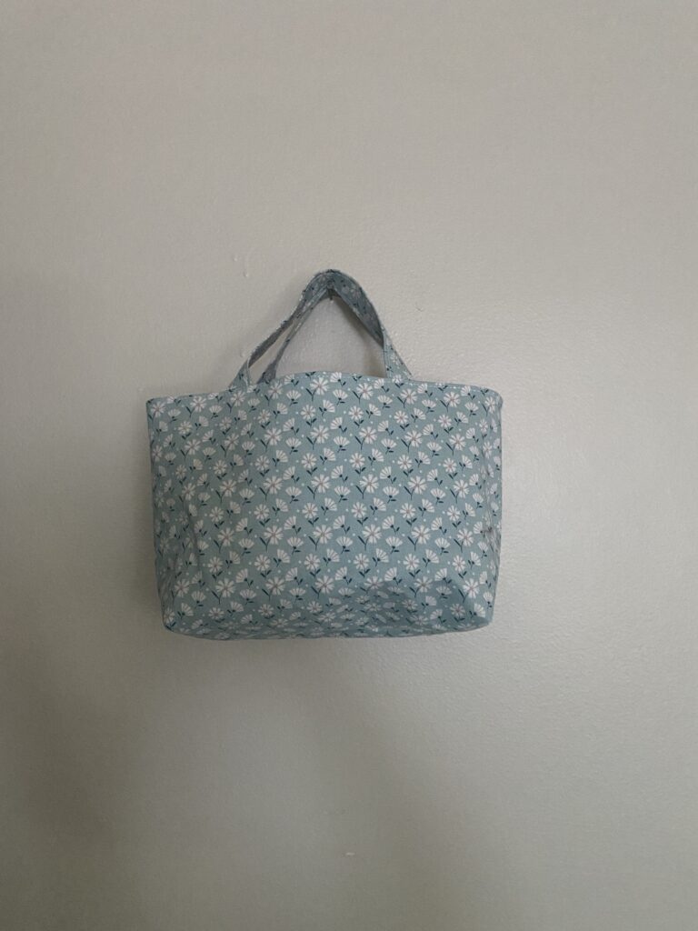light blue floral small tote