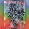 sassy loosely painted Black and white bouquet of sunflowers in a vase on a vibrant rainbow background