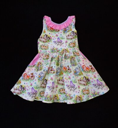 Kitten Girl Dress with Ruffles