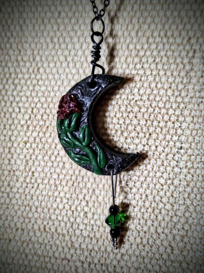 Polymer Clay Crescent Moon Necklace