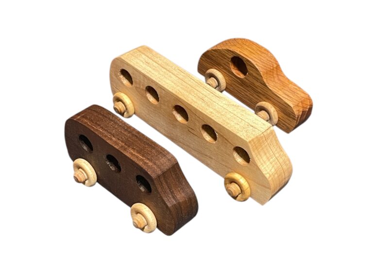 3 handmade wooden toys