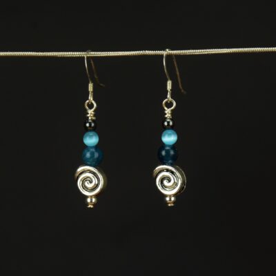 Swirl bead earrings with apatite and cats eye bead accents