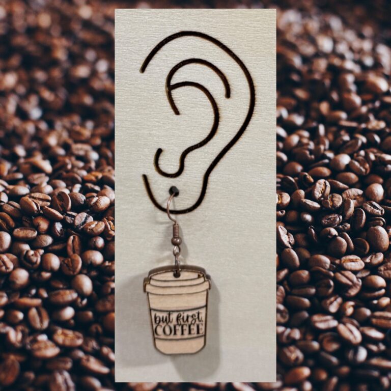 But First Coffee Wood Dangle Earrings 2