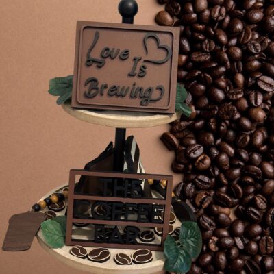 Wood Coffee Sign Set for Decorative Tiered Trays- With or Without Tiered Tray