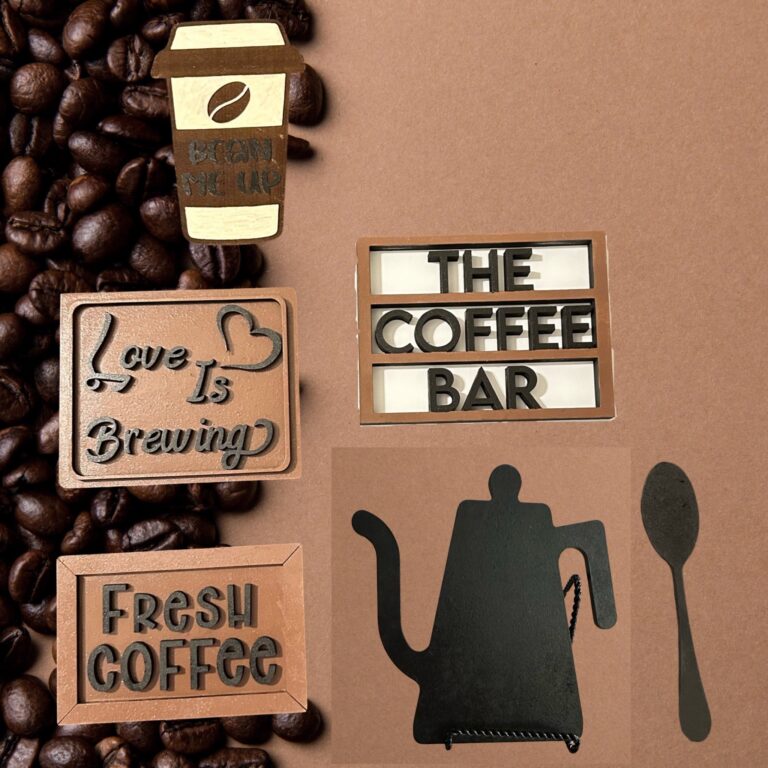 Coffee Tiered Tray Decor Set 2