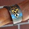 Handcrafted Copper Bracelet with Saw-Pierced Brass Inlay