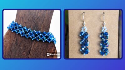Elegant Blue and Grey Crystal Jewelry Set