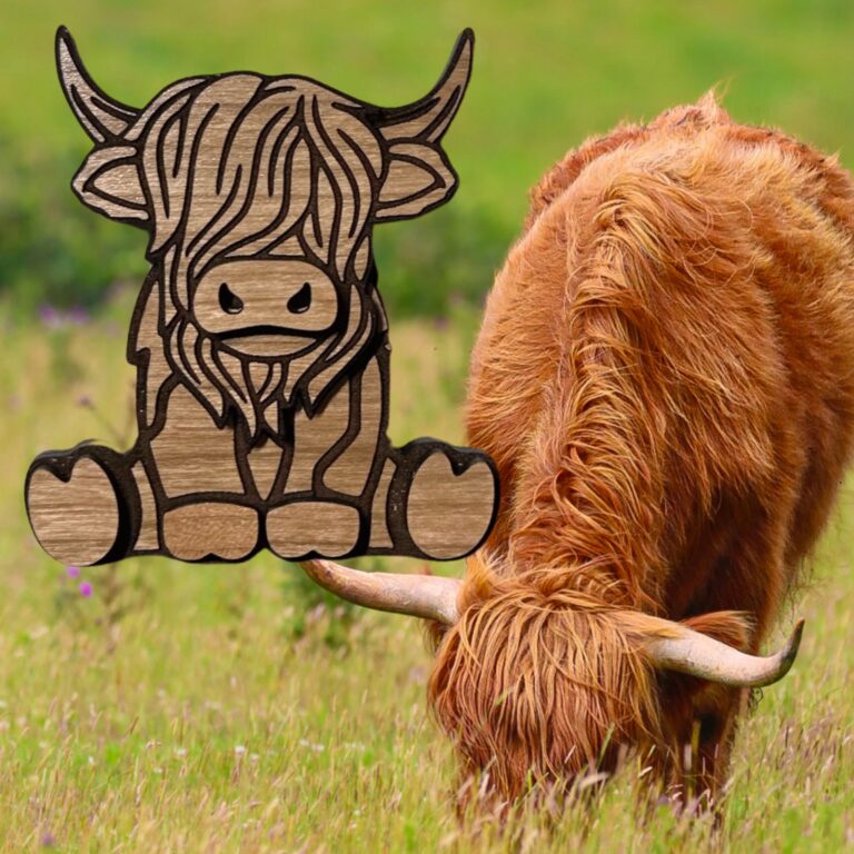 Highland Cow Tiered Tray Decor Set 8