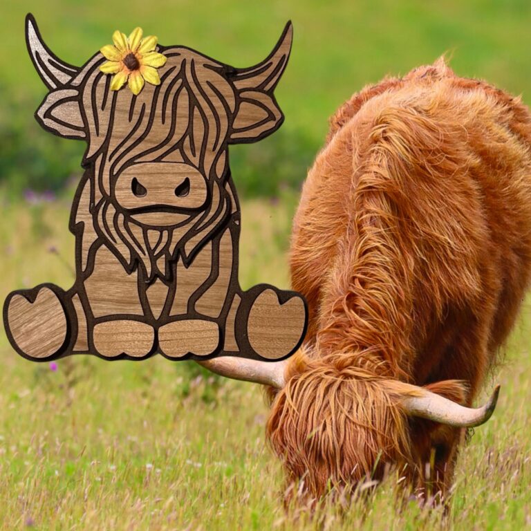 Highland Cow Tiered Tray Decor Set 9