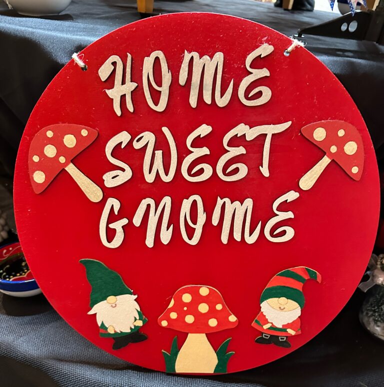 Home Sweet Gnome Painted Wood Sign 14x14 1
