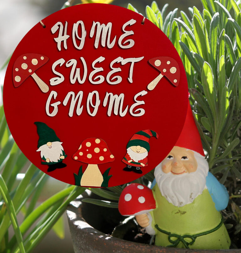 Home Sweet Gnome Painted Wood Sign