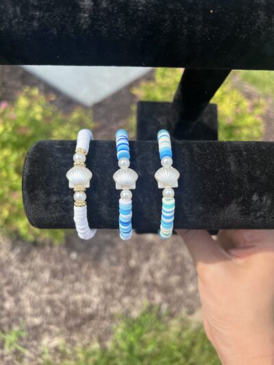 Seashell Clay Bead Bracelet