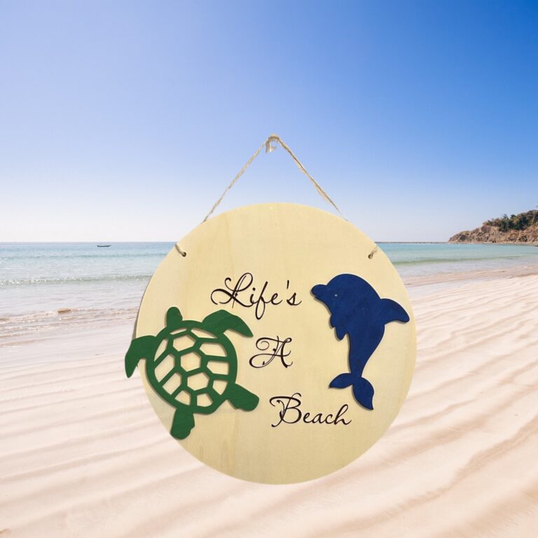 Lifes A Beach Round Wood Sign 1