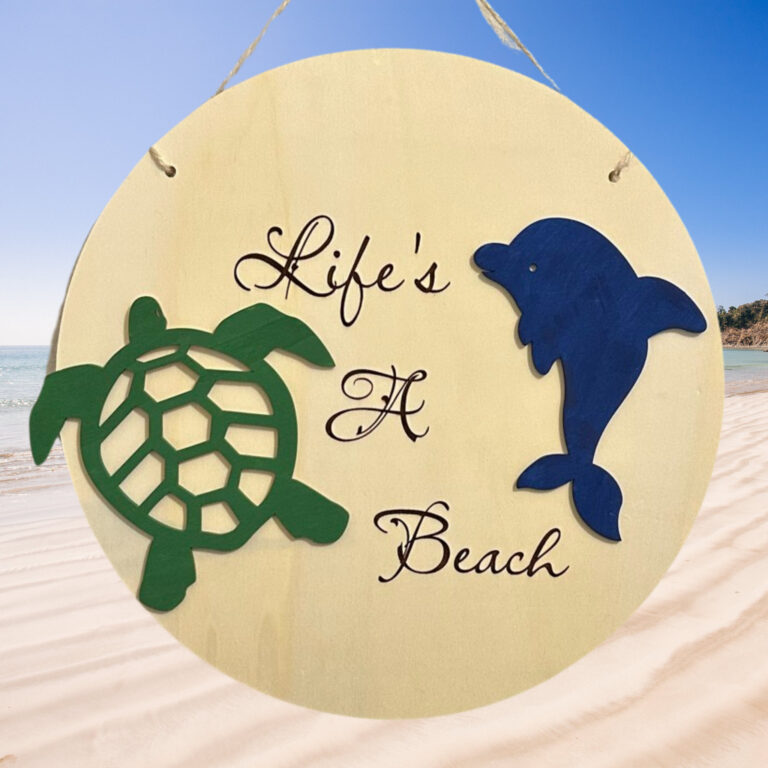 Lifes A Beach Round Wood Sign