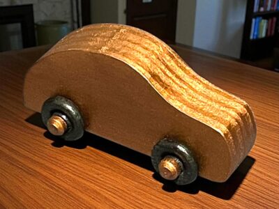 Handmade Wooden Toy Car, Metallic Copper with Black Wheels