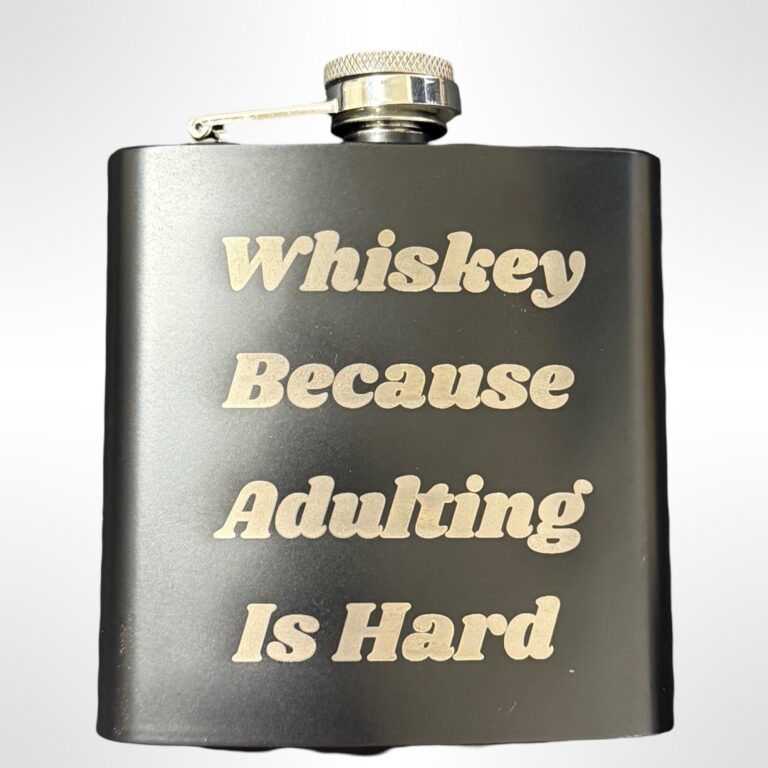 Whisky Because Adulting Black Flask