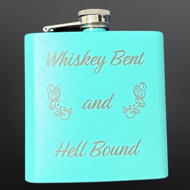 Whisy Bent and Hell Bound Teal Flask