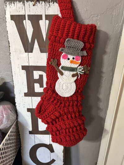Snowman Crochet Christmas Stocking