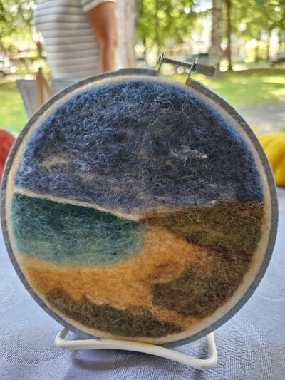 Ocean Wall Art - Needle felted wool beach scene -Framed art - Martha's Vineyard