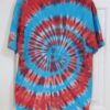 A red and blue tie-dye shirt in a spiral pattern. Extra Large.