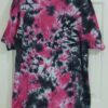 A pink and black tie-dyed crew neck shirt. Crumple pattern, 2XL.