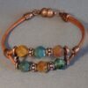 Rustic boho leather and copper bracelet