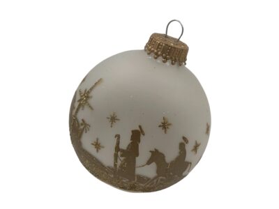 Glass Glitter Christmas Nativity Bauble