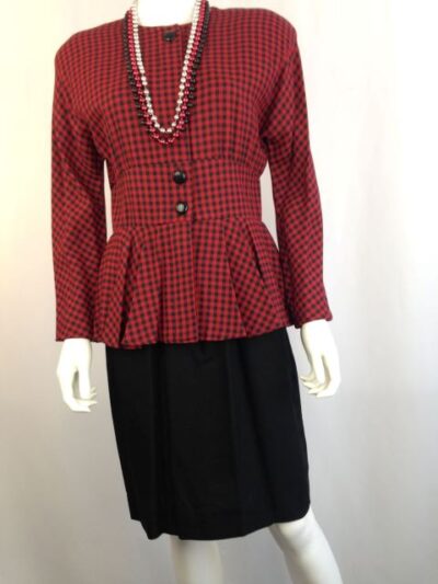 Red Check Peplum dress