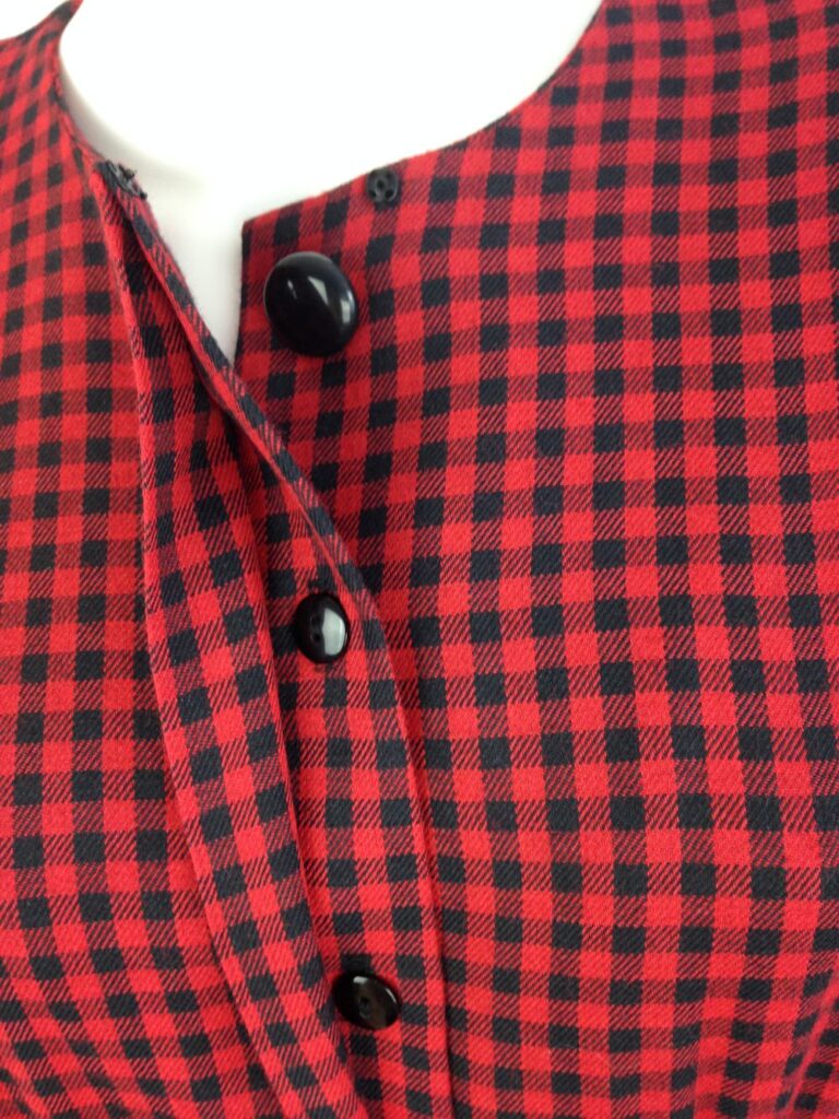Red Check front button placket