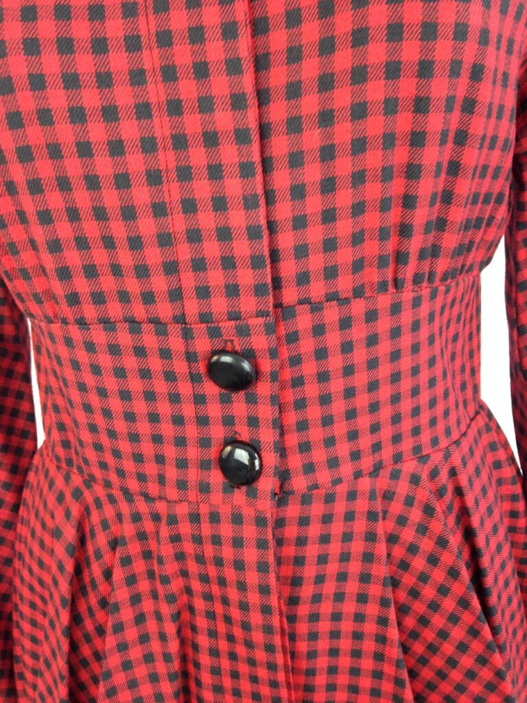 Red Check peplum waist