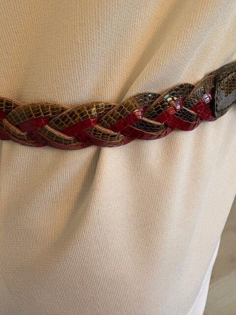Vintage Burgundy/Olive Green Lizard Belt 2 Burgundy Green Braid belt