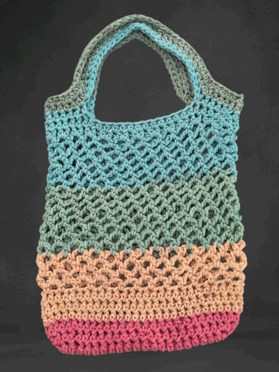 Soft Rainbow-Colored Crochet Market Bag