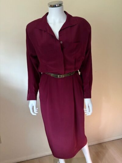 Burgundy wine silk dress