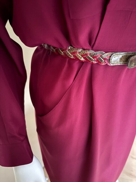 Vintage Burgundy/Olive Green Lizard Belt 6 Burgundy dress w belt