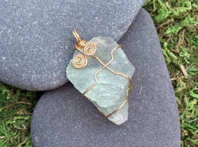 Copper Wire Wrapped Green Fluorite Pendant (Pendant Only)