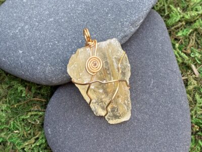 Copper Wire Wrapped Yellow Calcite Pendant (Pendant Only)