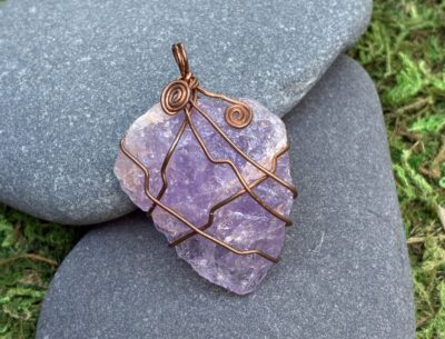 Copper Wire Wrapped Purple Fluorite Pendant (Pendant Only)