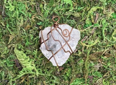 Copper Wire Wrapped Rose Quartz Pendant (Pendant Only)