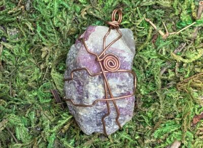 Copper Wire Wrapped Lepidolite Pendant (Pendant Only)