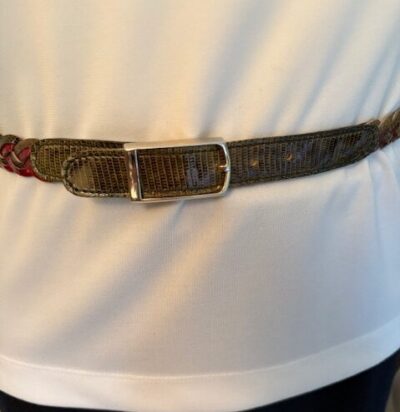 Vintage Burgundy/Olive Green Lizard Belt
