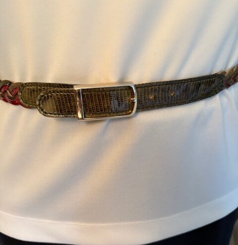 Vintage Burgundy/Olive Green Lizard Belt 1 cropped IMG 1325 Green Burgundy lizard belt Copy