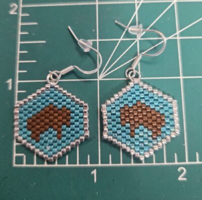 1" Bison beadwork earrings.