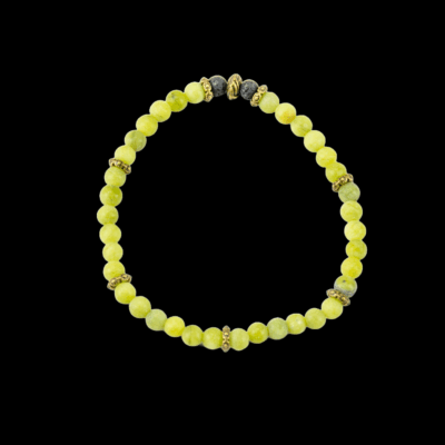 Olive green Taiwan Jade and Bronze Diffuser bracelet. The bracelet was created with 4mm Taiwan Jade beads and professional quality stretch cord.
