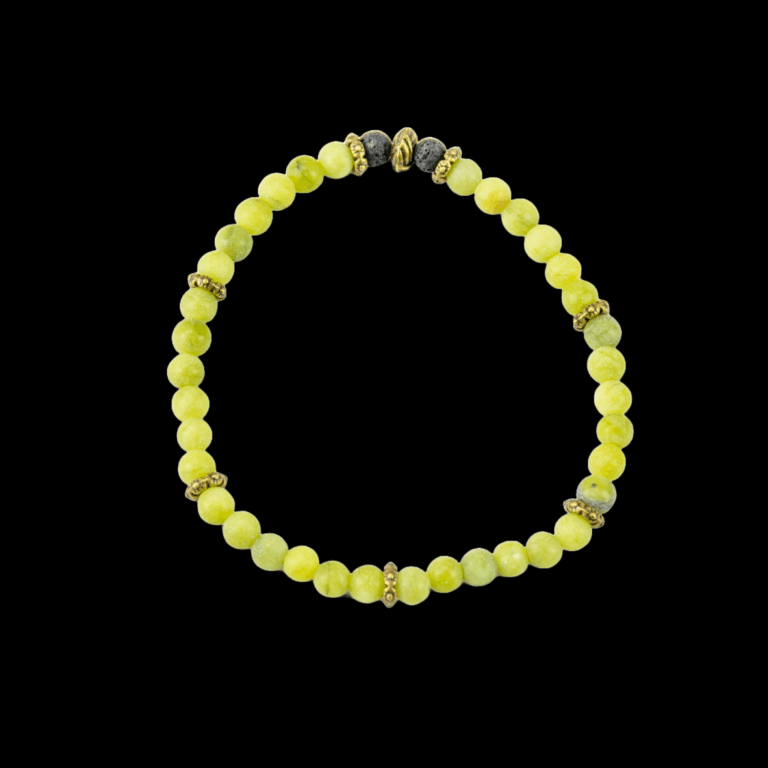 Olive green Taiwan Jade and Bronze Diffuser bracelet. The bracelet was created with 4mm Taiwan Jade beads and professional quality stretch cord.
